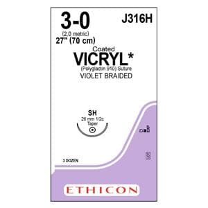 Vicryl Suture 3-0 Polyglactin 910 SH Violet 27" Braid 36/Bx