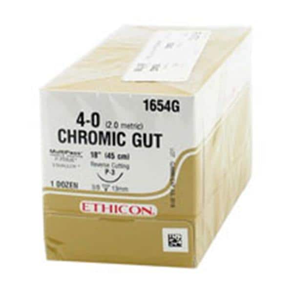 Suture 4-0 Chromic Gut P-3 Brown 18" Monofilament 12/Bx