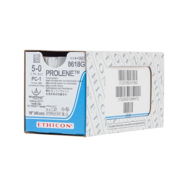 Suture 5-0 Polypropylene PC-1 Prolene Blue 18" Monofilament 12/Bx