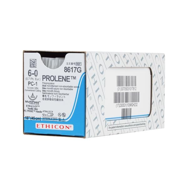 Suture 6-0 Polypropylene PC-1 Prolene Blue 18" Monofilament 12/Bx