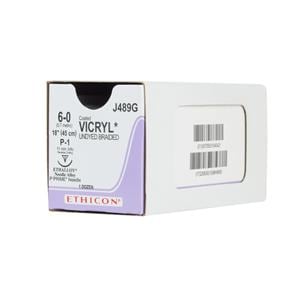 Vicryl Suture 6-0 Polyglactin 910 P-1 Undyed 18" Braid 12/Bx