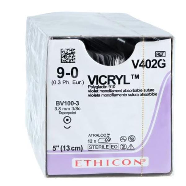 Vicryl Suture 9-0 5" Polyglactin 910 Braid BV100-3 Violet 12/Bx