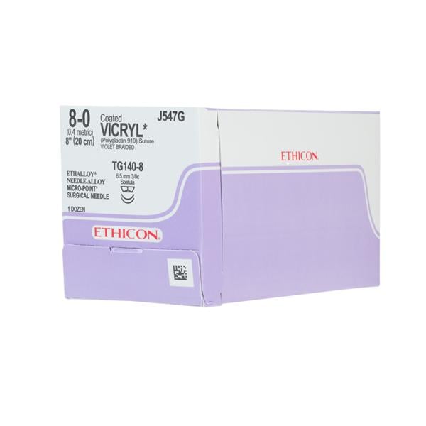 Vicryl Suture 8-0 Plyglctn910 TG140-8/TG140-8 Violet 8" Double Arm Braid 12/Bx