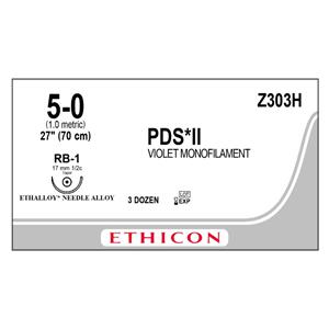 Suture 5-0 Polydioxanone RB-1 PDS II Violet 27" Monofilament 36/Bx