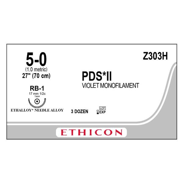 Suture 5-0 Polydioxanone RB-1 PDS II Violet 27" Monofilament 36/Bx