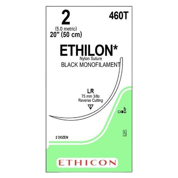 Suture 2 Nylon LR Ethilon Black 1x20" Monofilament 24/Bx