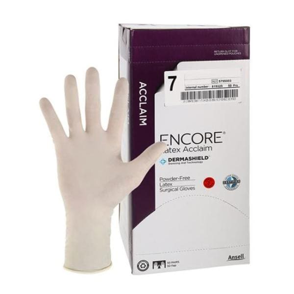 ENCORE Latex Acclaim Latex Surgical Gloves 7 Natural 50/Bx