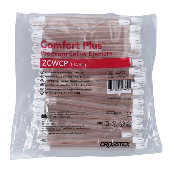 Comfort Plus Saliva Ejectors Clear White Tip 100/Bg