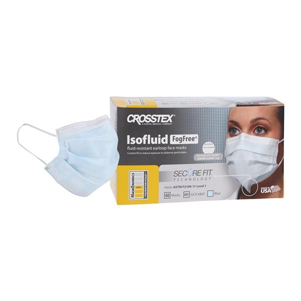 Isofluid Fog-Free Secure Fit Earloop Face Mask ASTM Level 1 Blue 40/Bx
