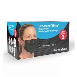 Crosstex Secure Fit Face Mask ASTM Level 3 Black 50/Bx