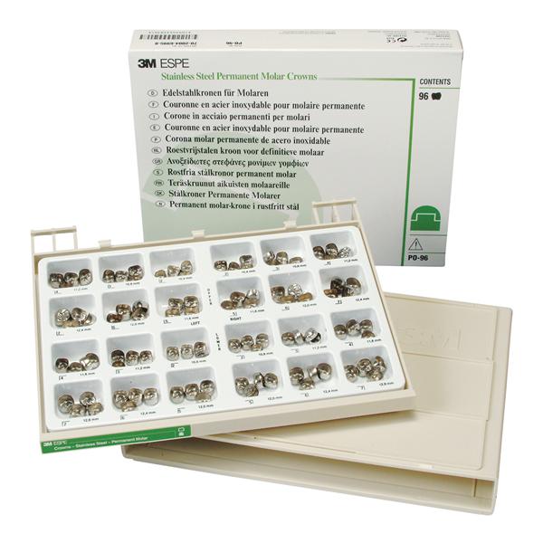 3M™ Stainless Steel Crowns Size Assorted Permanent Molar Set 96/Bx