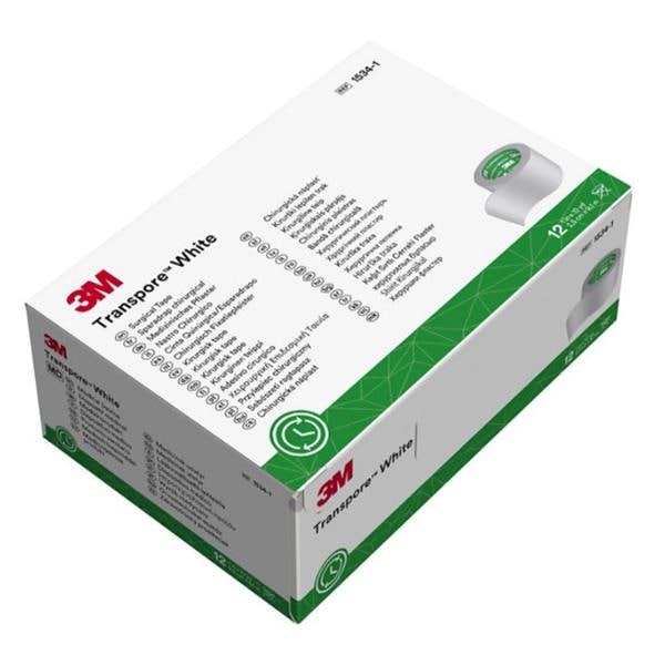 Transpore Surgical Tape Paper/Plastic 1"x10yd White Non-Sterile 12/Bx, 10 BX/CA