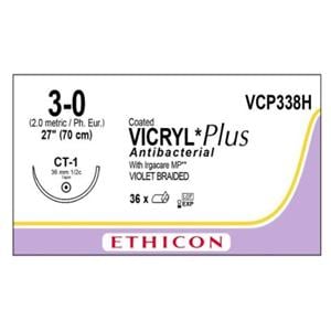 Vicryl Plus Suture 3-0 27" Triclosan/Polyglactin 910 Braid CT-1 Violet 36/Bx