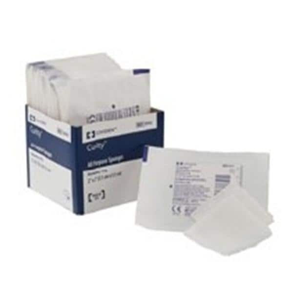 Éponge Gaze mél. rayonne/poly. 3x3po 4 épai. Dbl Stér S/ltx de caout nat 50/bt, 48 BX/CA