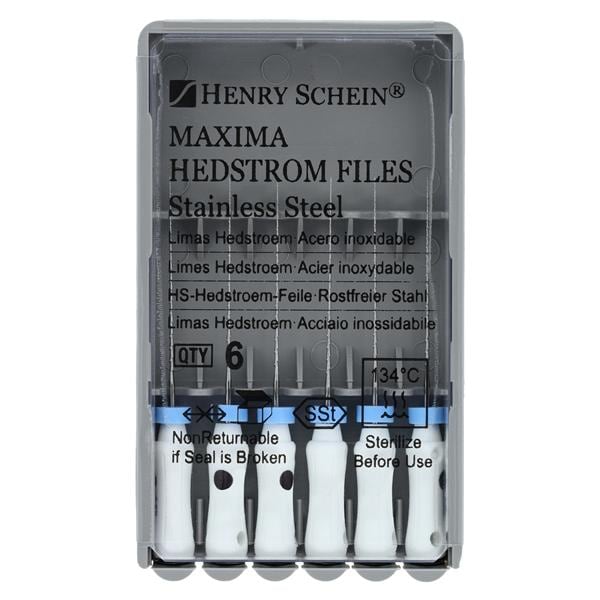 Maxima Hand Hedstrom Files 21 mm Size 15 Stainless Steel White 6/Pk