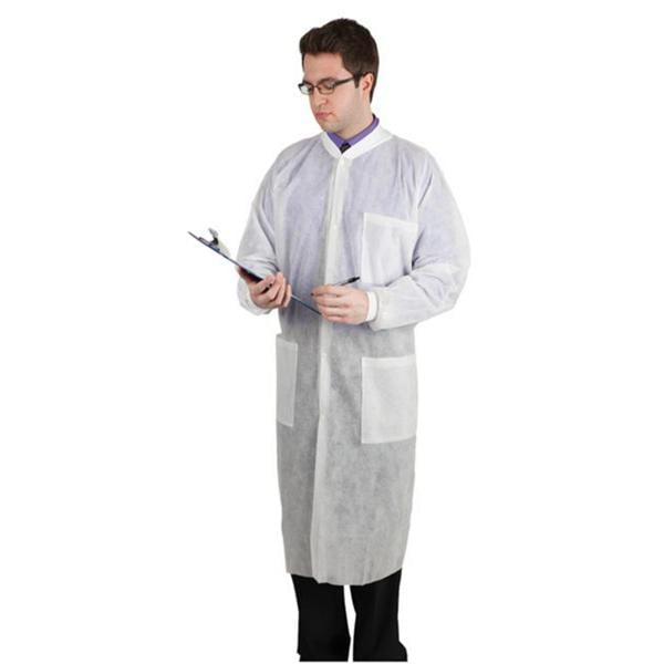 Lab Gown Polypropylene Medium White 10/Pk