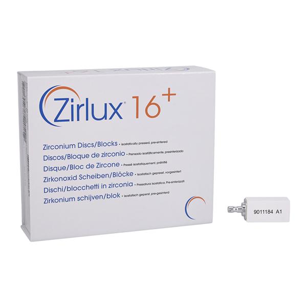 Zirlux 16+ Zirconia Block Preshaded A1 40mm x 19mm x 15mm 6/Bx