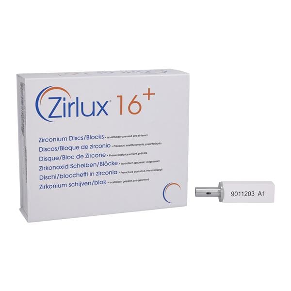 Zirlux 16+ Zirconia Block Preshaded A1 55mm x 19mm x 15mm 5/Pk
