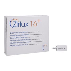 Zirlux16+ Zirconia Block Preshaded White 40mm x 19mm x 15mm 6/Pk