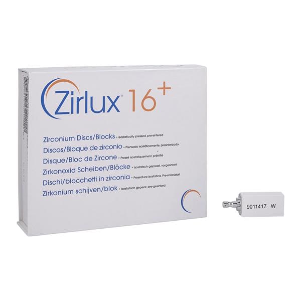 Zirlux16+ Zirconia Block Preshaded White 40mm x 19mm x 15mm 6/Pk
