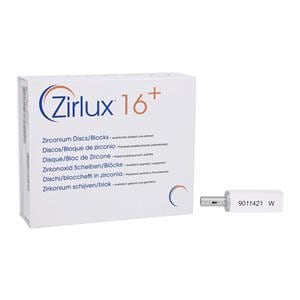Zirlux16+ Zirconia Block Preshaded White 55mm x 19mm x 15mm 5/Pk