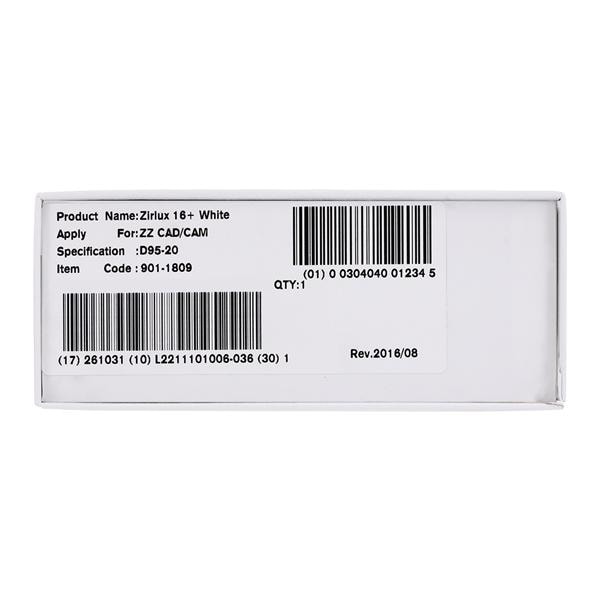 Zirlux16+ Zirconia Disc White 95x20 Ea