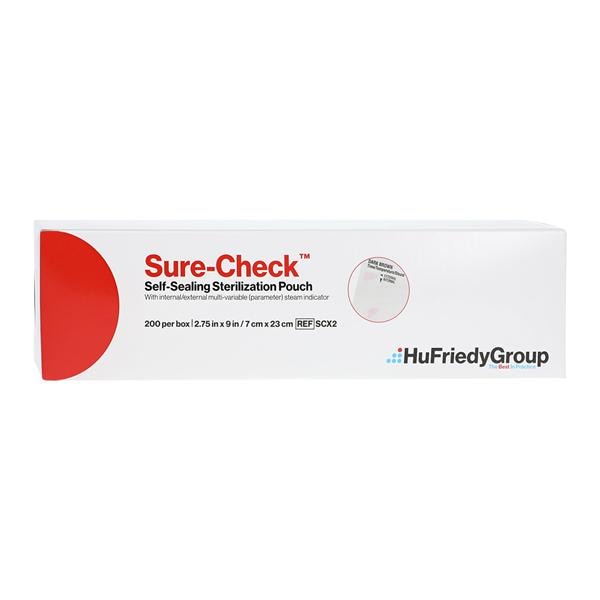 Sure-Check Pochette Stérilisation 2,75 po x 9 po Sans latex 200/boîte