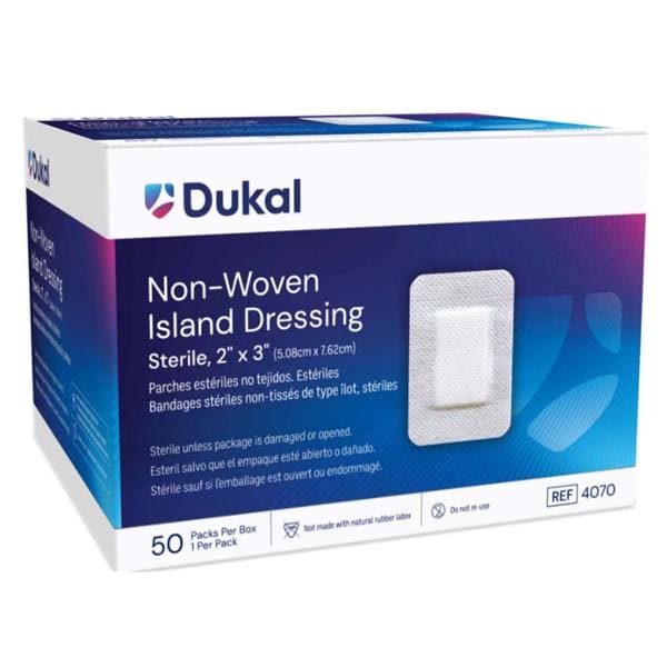 Caliber Cotton Island Dressing 2x3" Sterile Adhesive Absorbent LF, 1 BX/CA