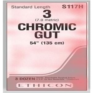 Suture 3 Chromic Gut No Needle Brown 54" Monofilament 36/Bx