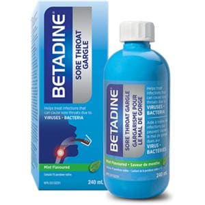 Betadine Gargarisant pour mal de gorge 240 mL Menthe Bouteille
