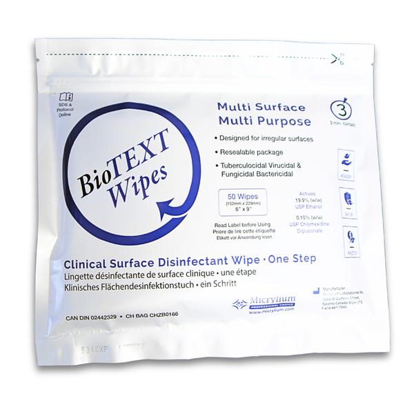 BioTEXT Lingettes désinfectantes Désinfectant 50/paquet 16/caisse