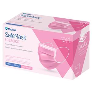 Safemask Classic Masque Bande auriculaire ASTM niveau 1 Rose 50/boîte, 10 BX/CA
