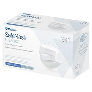 Safemask Classic Earloop Mask ASTM Level 1 White 50/Bx, 10 BX/CA