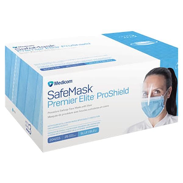 SafeMask Premier Elite ProShield Face Mask Blue 25/Bx
