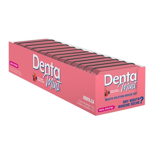 Denta Mints Xylitol Sweetened Mints Display Box Fruit 12/Bx