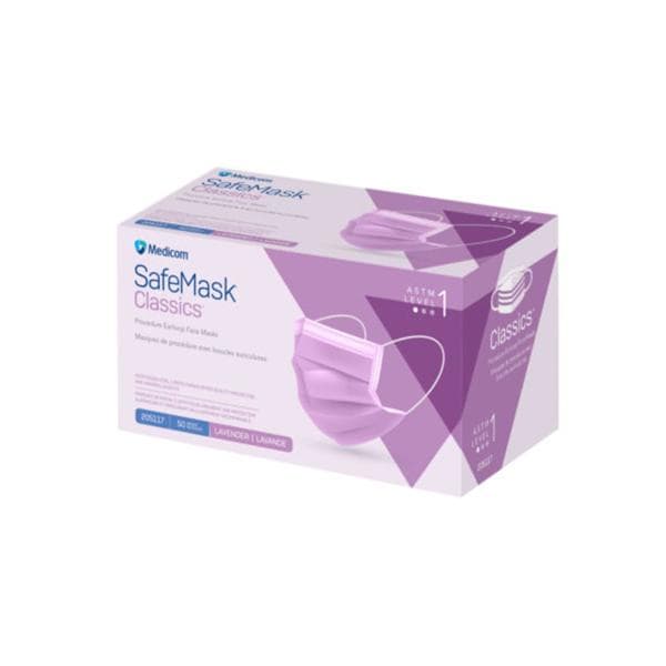 Safemask Classic Face Mask ASTM Level 3 Lavender 50/Bx