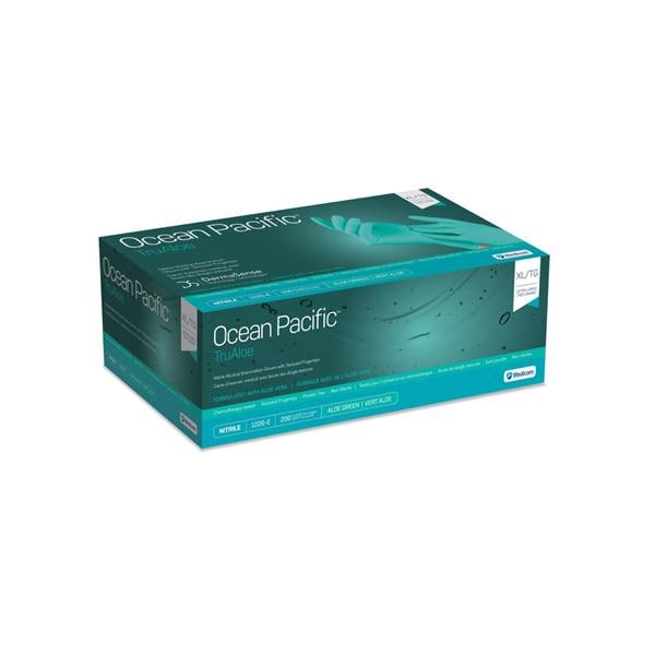 TruAloe Nitrile Exam Gloves X-Large Green Non-Sterile, 10 BX/CA