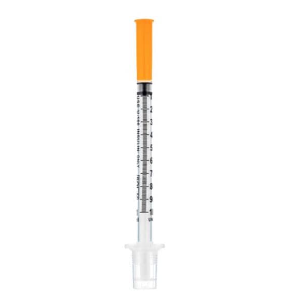 Insulin Syringe/Needle 27gx1/2" 1mL Fixed Needle Standard Low Dead Space 100/Bx, 10 BX/CA