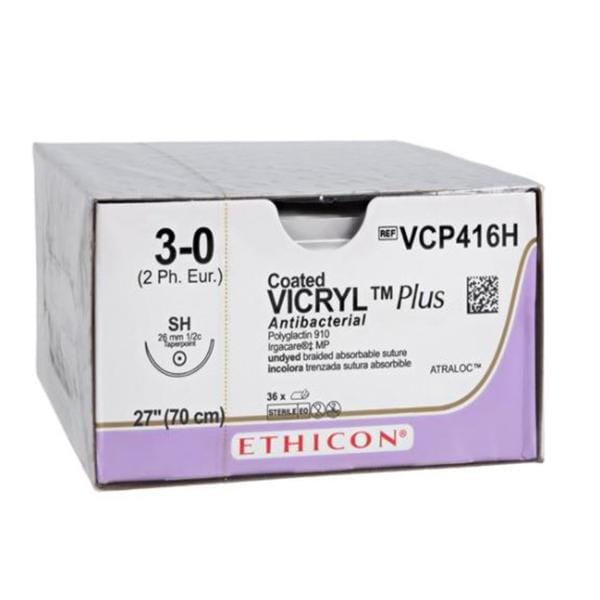 Coated Vicryl Plus Suture 3-0 27" Triclosan, Polyglactin 910 X-1 Violet 36/Bx