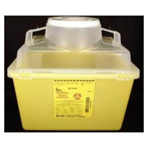 Sharps Collector Container 13.2L Yellow 11-1/2x12.8x8" Fnl Entry/Hng Cp Plstc Ea