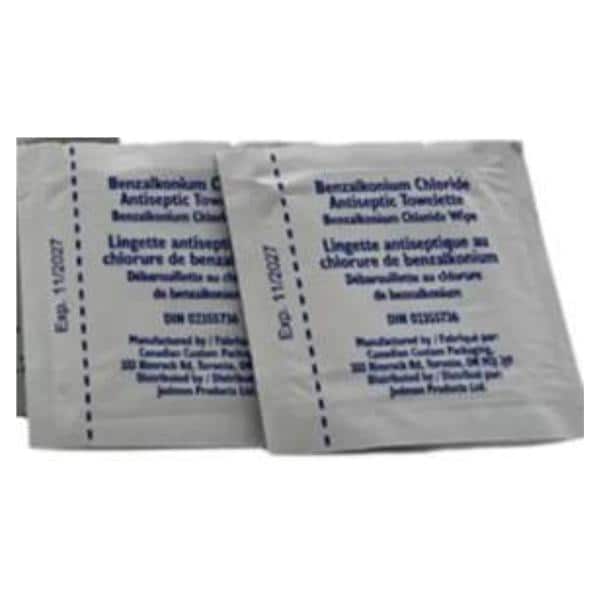 Towelette Antiseptic BZK 0.13% Benzalkonium Chloride 2500/Ca