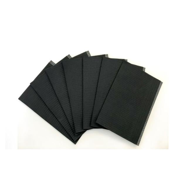 Black Cat Patient Bib 3 Ply Tiss/Poly/Tiss 13 in x 18 in Blk Disposable 500/Ca
