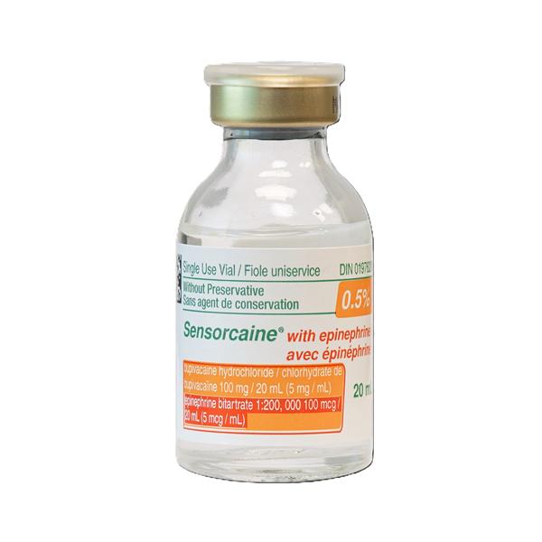 Sensorcaine w/Epinephrine Injection 0.5% with Epinephrine Vial 20mL Each, 10 EA/BX