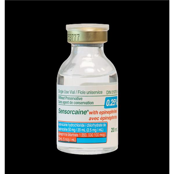 Sensorcaine w/Epinephrine Injection 0.25% with Epinephrine Vial 20mL Each, 10 EA/BX