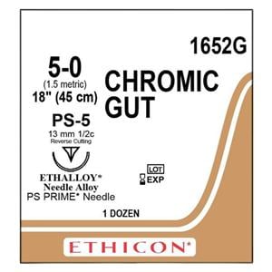 Suture 5-0 Chromic Gut PS-5 Brown 18" Monofilament 12/Bx