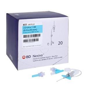 Nexiva IV Catheter Shielded 22 Gauge 1" Blue Closed End 20/Bx, 4 BX/CA