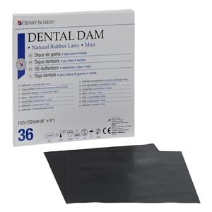 Latex Rubber Dam 6 in x 6 in Medium Gauge Black Mint 36/Bx